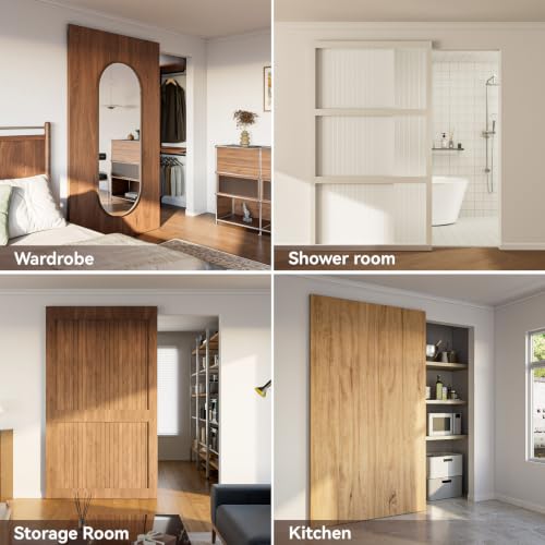 38" Concealed Sliding Barn Door Hardware Kit with Soft Close Mechanism,Aluminum Hidden Wall Mount System,Fit Openning Width 25"~31",No Floor Track,Supports Up to 176 lb(NO Door) - size: 38" Track Kit(No Door)