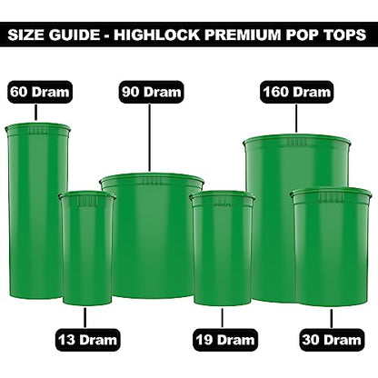 Dragon Chewer 13 Dram CR Plastic Packaging Pop Top Containers - Child Resistant Travel Holder Vial Bottles - 315 qty (Green) - color: Green