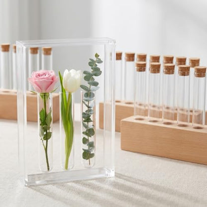 15 PCS Plastic Test Tubes with Cork Stoppers 15x100mm 10ml