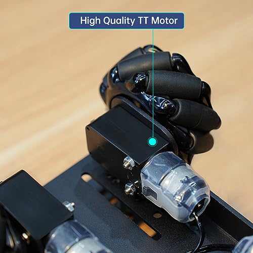 LewanSoul Mecanum Robot Chassis Car Kit with 360° Omnidirectional Wheel, Aluminum Alloy Frame, TT Motor, 66mm Omnidirectional Wheels, Robotic Moving Platform Robot Car DIY Kit (Unassembled)