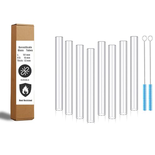 10mm OD Borosilicate Glass Tubes for Art & Craf, 4 in, 8 Pack Glass Tubing - size: OD: 0.39in Length: 4in
