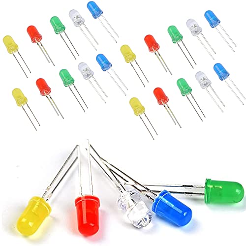 Adeept Clear LED Diodes, 3mm 5mm 2 Pin Round Assorted 5 Colors Kit, 300 Pcs - style: 300pcs-5mm and 3mm LED