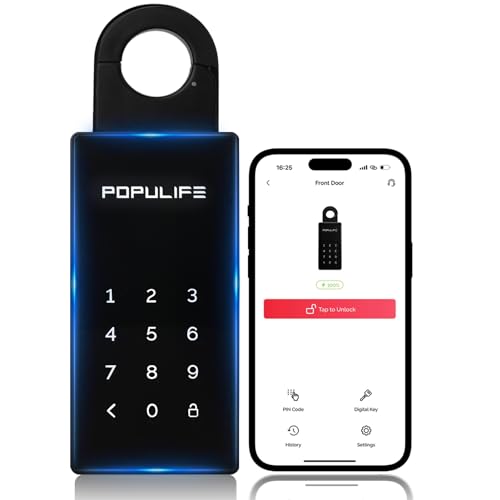 Smart Key Lock Box for Outside, Wireless Lock Box for House Keys, Hide a Key Outdoor, Electronic Digital Lockbox for Realtor Airbnb Smart Bluetooth Lockbox, Work Offline
