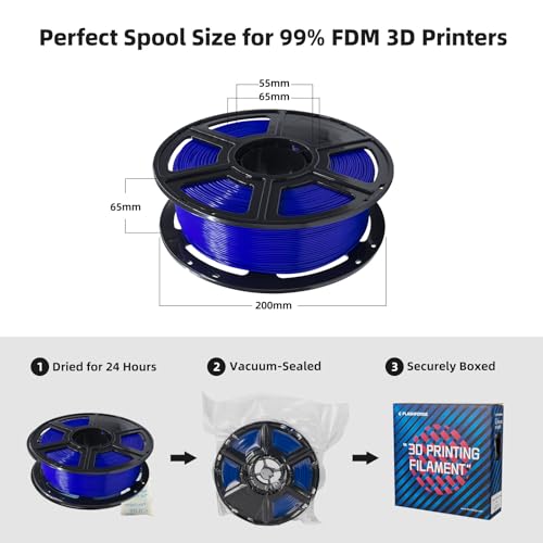 FLASHFORGE PLA Filament 1.75mm, 3D Printer Filament 1kg (2.2lbs) Spool, Dimensional Accuracy +/- 0.02mm, 3D Printing Filament Easy to Use and Fits for Most FDM 3D Printers (Blue) - color: Blue