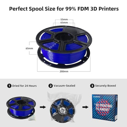FLASHFORGE PLA Filament 1.75mm, 3D Printer Filament 1kg (2.2lbs) Spool, Dimensional Accuracy +/- 0.02mm, 3D Printing Filament Easy to Use and Fits for Most FDM 3D Printers (Blue) - color: Blue
