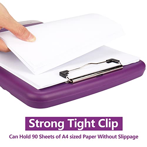 Clipboard with Storage, A4 Binder Nursing Clipboards with Pen Holder, Heavy Duty Storage Clipboards with Low Profile Clip, Clipboard Folder Side-Opening, Smooth Writing Clip Board (Purple) - color: Purple