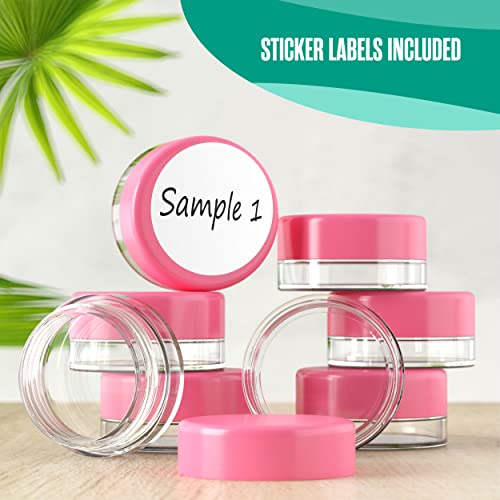 Sample Containers, Lip Balm Containers, Sample Jars, 3 Gram, 200 PK, Pink - color: Pink, size: 200 Pack