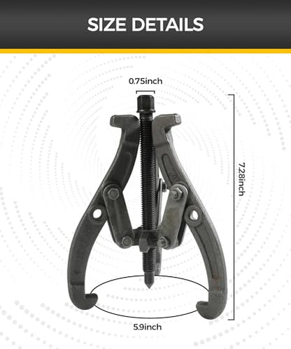 6" Bearing Puller,Car Accessories Gear Puller,Automotive Tool 3 Jaw Wheel Puller with Reversible Claws,Heavy Duty Pulley Puller for Automotive Wheel,Pulling Tool Kit for Motorcycle Car SUV