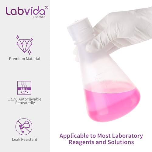 4pcs 50ml Plastic Erlenmeyer Flasks with Screw Cap, LVAH002 - style: 4pcs of Vol.50ml