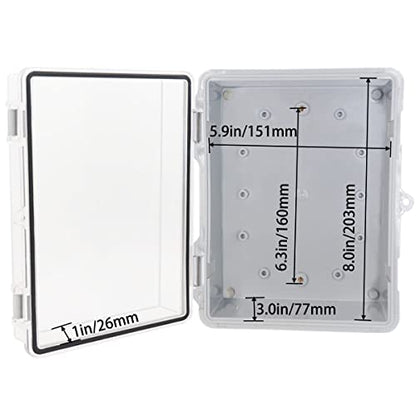 Waterproof Outdoor Electrical Box Junction Box Weatherproof IP67 ABS Plastic Enclosure Switch Router Project Box with Mounting Plate with Wall Bracket 2 Cable Glands Clear 8.7"x6.7"x4.3" - color: Clear, size: 8.7" x 6.7" x 4.3" 1pc