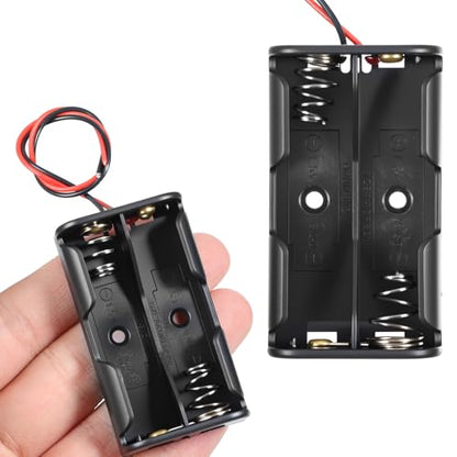 AA Battery Holder with Leads, 2PCS 2 X 1.5v AA Battery Case Double a Batteries Holder AA-Battery Pack Small-Battery Holders Organizer for Batteries