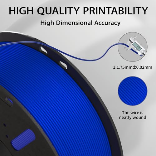 PLA+ Filament 1.75mm Blue 1kg,Dimensional Accuracy +/- 0.02mm - color: Blue