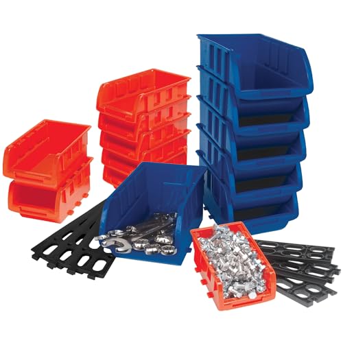 Performance Tool W5195 15pc Storage Bin Set, Great For Organizing Home, Office or Workshop - style: 15pc - Red & Blue Bins Only