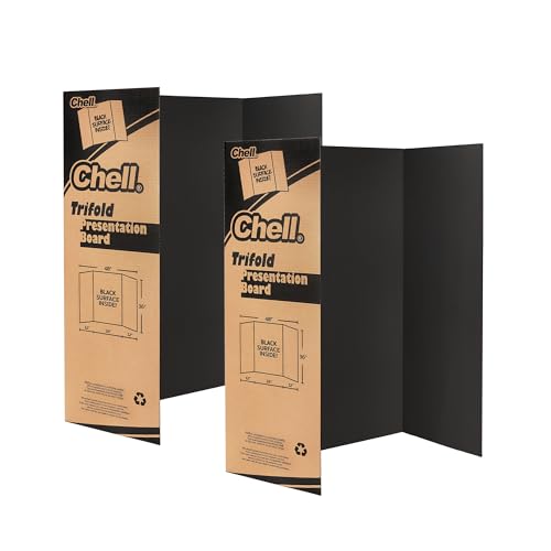 Chell 36x48 Large Size Corrugated Trifold Poster Boards, Black, 2 Pack - size: Large, 36x48 in