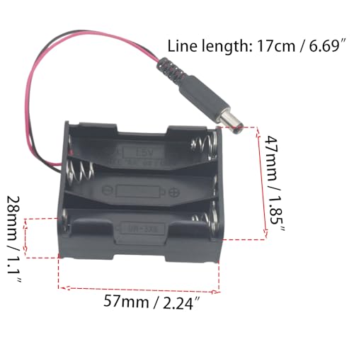 2 Pcs 6xAA Power Box 6V Black Battery Pack Holder Case Box with DC Plug Barrel Jack Connector for Wireless Camera Halloween LED Light Strip