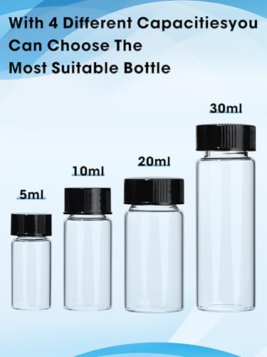 20ml Clear Small Glass Vials with Screw Caps for Essential Oil, 10 Pcs - size: 20ml-10pcs