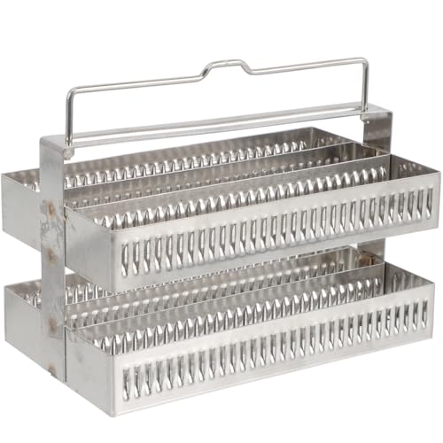 Stainless Steel Microscope Slides Holder Staining Rack for Laboratory Slide Storage Glass Slide Rack for Microscope Accessories 5.11 X 3.14 X 2.95 in 1 pc