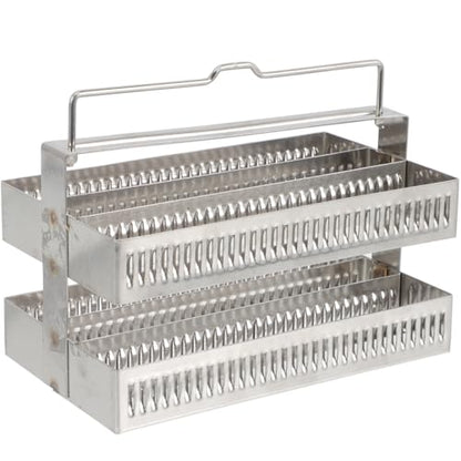Stainless Steel Microscope Slides Holder Staining Rack for Laboratory Slide Storage Glass Slide Rack for Microscope Accessories 5.11 X 3.14 X 2.95 in 1 pc