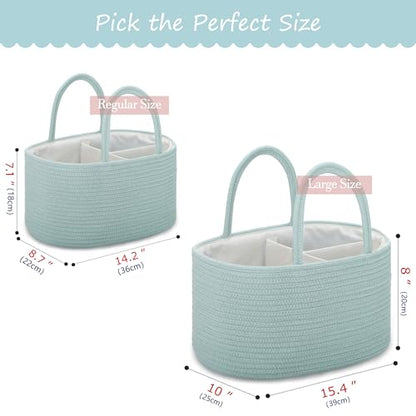 COMSE Large Cotton Rope Baby Diaper Caddy Organizer, Light Green - color: Light Green, size: Large