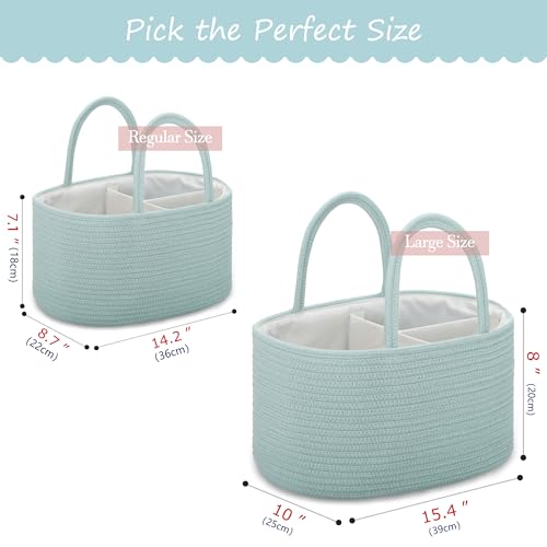 COMSE Baby Diaper Caddy Organizer with Handles, Cotton Rope, Light Green - color: Light Green, size: Regular