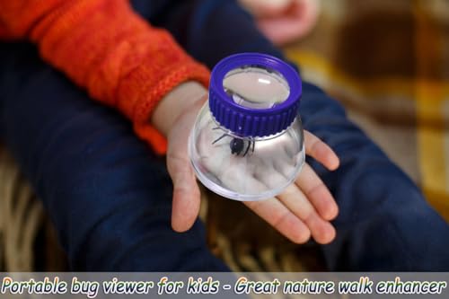 5X Magnifier Bug Viewer, Bugs Habitat Magnifying Bug Jar for Kids - color: 4pack Sky Blue