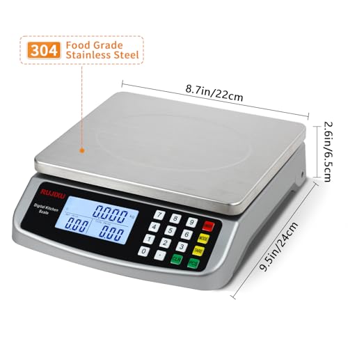 Food Scale 88lb/40kg Large Digital Kitchen Scale 304 Stainless Steel - color: SILVER 40KG