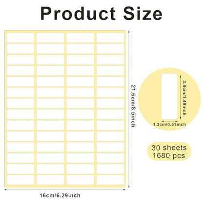 1680 Pcs Rectangle Labels 0.5" x 1.5" White Writable Name Label Stickers Blank Paper Stickers Self-Adhesive File Folder Labels for Document Bottle Cup School Office Classification - color: 1680pcs 38x13 Mm