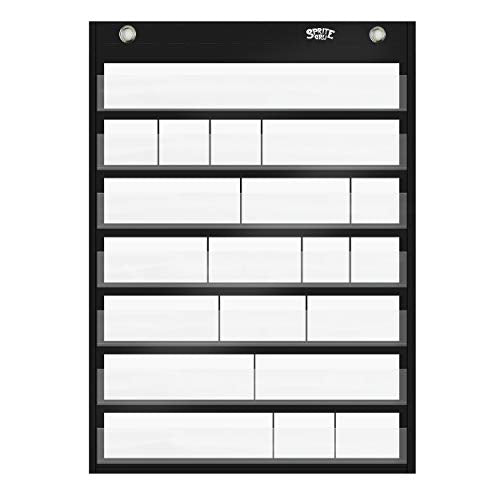 Magnetic Pocket Chart with 10 Dry Erase Cards for Standards,Daily Schedule,Activities,Class demonstrations (Black) - color: Blank Pocket Chart（black）