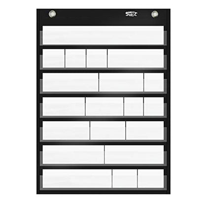 Magnetic Pocket Chart with 10 Dry Erase Cards for Standards,Daily Schedule,Activities,Class demonstrations (Black) - color: Blank Pocket Chart（black）