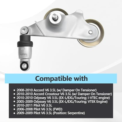 39092 Serpentine Drive Belt Kit with Tensioner Compatible with Honda V6 3.5L 2008-2010 Accord, 2010 Accord Crosstour, 2005-2010 Odyssey, 2006-2011 Pilot Replaces 31170-R70-A01 31170-RKB-005