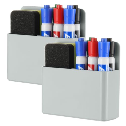 Camelmother 2Pcs Magnetic Dry Erase Marker Holder For Whiteboard Fridge - color: Grey