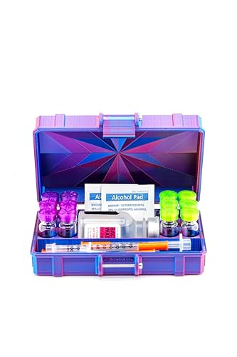12-Slot 3 ml Vial Case with 30ml & Syringe Storage| Organizer for GLP-1, Peptides, Research - size: 12 x 3ml 1 x 30ml + Storage