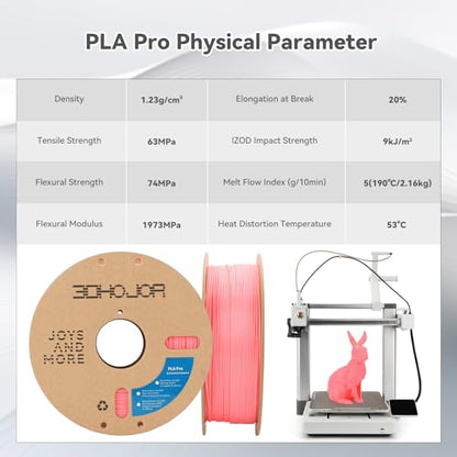 3DHoJor PLA+ 3D Printer Filament Pink,1KG - color: Pink