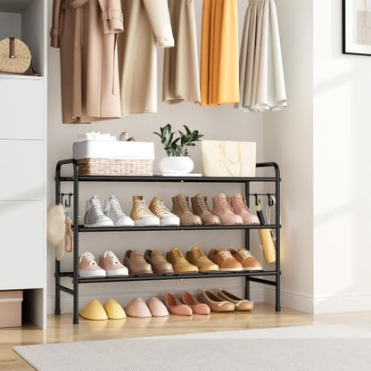 VILICK Metal Shoe Rack for Closet 33" Wide Shoe Organizer for Entryway - color: Black