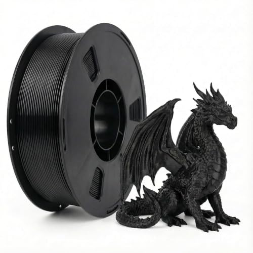 Matte PLA + 3D Printer Filament,PLA Filament 1.75mm, Neatly Wound 3D Printing Filament 1.75mm, Dimensional Accuracy +/- 0.02 mm, Fit Most FDM 3D Printers, 1kg Spool (2.2lbs),Black - color: Black