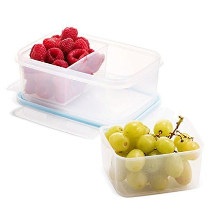 Komax Biokips Lunch Containers Set of 4 - Airtight Food Storage Containers w/ 2 Removable Compartments – BPA-Free Plastic Meal Prep Container Set - Dishwasher Safe Lunch Box Containers (30.4 oz)