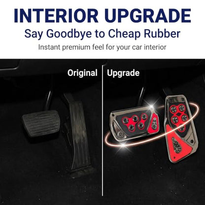 2 PCS Car Pedal Covers, Automatic Transmission Gas Brake Pedals Pads Non-slip Rubber Alloy Foot Pedal Plates, Fit Most Automatic Sedan SUV Truck (Red) - color: Red