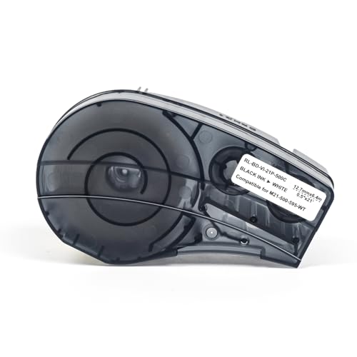 1 Pack Compatible with Brady M21-500-595-WT Label, Black/White, 0.5" x 21' - color: Black-on-white, size: 0.5" X 21'