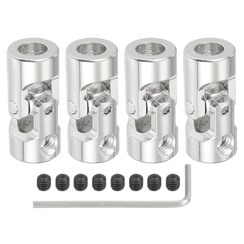 PATIKIL Rotatable Universal Steering Shaft 5mm to 6mm Inner Dia, 4 Pcs U Joint Shaft Coupling U Joints Coupler Connector Accessories with M4 Screws for Motor Model Robots - size: 5mm to 6mm