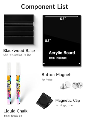 Acrylic Black Dry Erase Board with Stand - 8"x 6" - size: 8"W x 6"H (1 Pack)