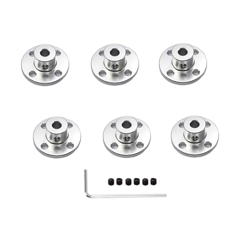 6 Pcs 4mm Aluminum Flange Couplings, Rigid Flange Shaft Coupling Motor Guide Shaft Coupler Connector for DIY RC Model Motors - size: 4mm