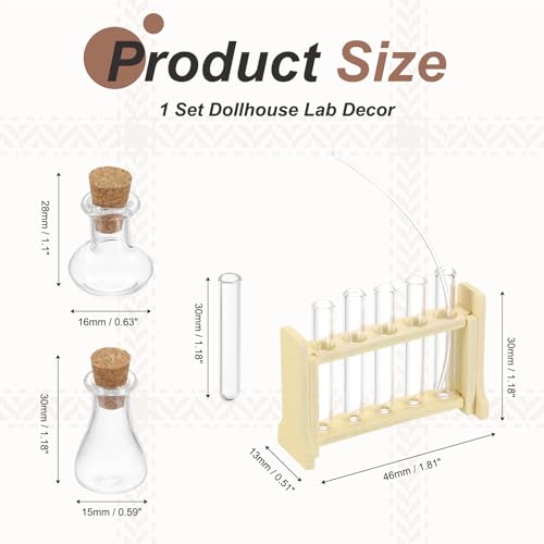 Dollhouse Miniature Glass Test Tube Kit, 1/12 Scale (Wood Color) - color: Wood