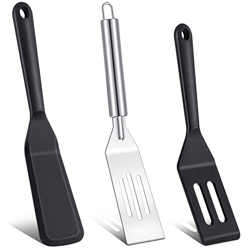 Remagr 3 Pcs Small Spatulas Set, 2 Silicone, 1 Stainless Steel Spatula