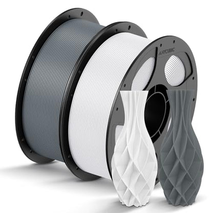 ANYCUBIC 3D Printer Filament PLA Bundle 2KG, Texture Grey+White - color: 2*1kg Pla (Texture Grey & White)