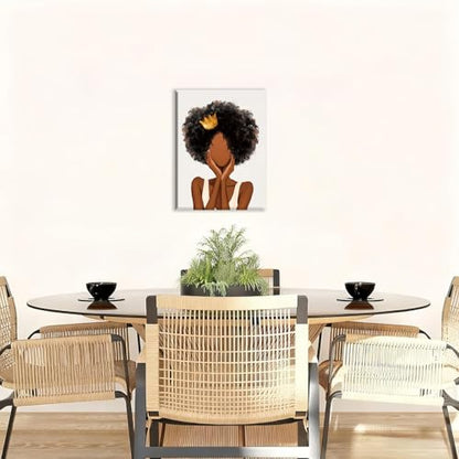 Afro Princess Canvas Wall Art African American Young Girl Decor 16x12 Inch - color: 16x12inch (Framed)o