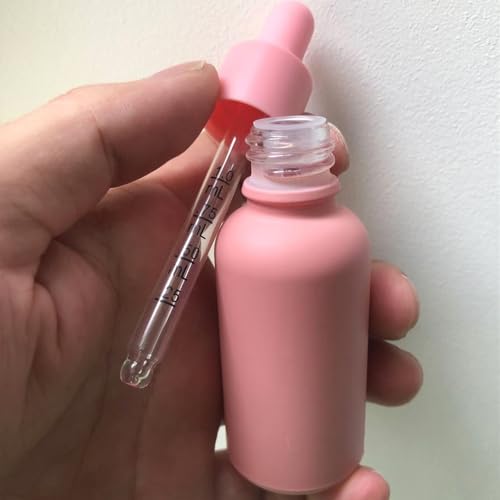 6PK 1oz Pink Coated Glass Dropper Bottles (30ML) with Glass Eye Droppers - color: Pink 6pack