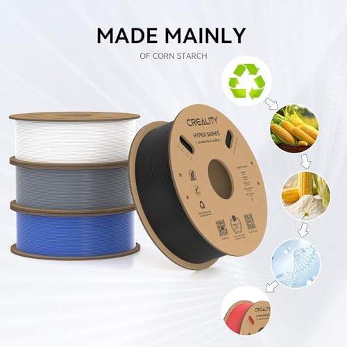 Creality Hyper PLA Filament 1.75mm, 30-600mm/s High Speed 3D Printer Filament, Dimensional Accuracy +/-0.02mm, Fit Most FDM 3D Printers, 4 Pack 1kg Spool(2.2lbs), Black & White & Grey & Blue - color: Black & White & Grey & Blue
