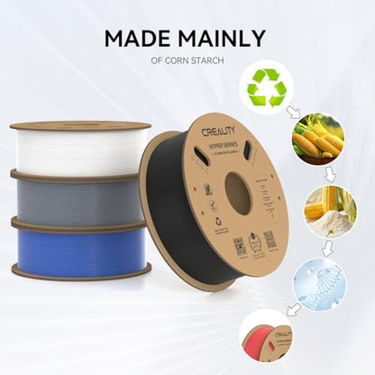 Creality Hyper PLA Filament 1.75mm, 30-600mm/s High Speed 3D Printer Filament, Dimensional Accuracy +/-0.02mm, Fit Most FDM 3D Printers, 4 Pack 1kg Spool(2.2lbs), Black & White & Grey & Blue - color: Black & White & Grey & Blue