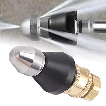 Brass & Stainless Steel Sewer Jetter Kit for Pressure Washer, G1/4 Nozzle with G3/8 Adapter, High-Pressure Drain Cleaning Tool, Self-Propelling Rear Jet Design for Pipes & Drains