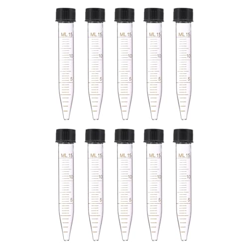 PATIKIL 15ml Centrifuge Tubes, 10 Pcs Glass Graduated Centrifuge Vials with Screw Cap Conical Bottom Test Tube Storage Container for Sample Laboratory Liquid - size: 15ml